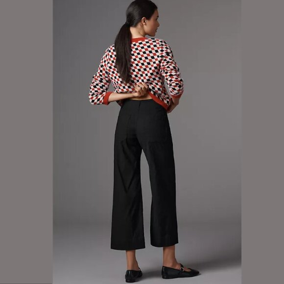 Maeve Colette Magic Fabric Crop Wide-Leg Pants Black Size 24 - Picture 2 of 7